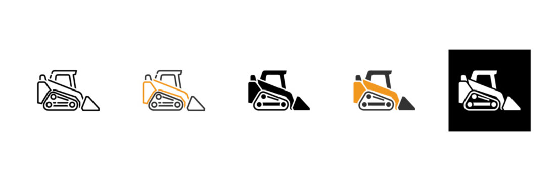 Skid steer Icon Set Multiple Style Collection