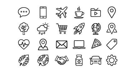 Collection of 20 Small Vector Icons with Mixed Themes and Minimal Design © Sifat
