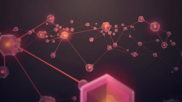 Abstract glowing hexagonal network connections with futuristic technology and digital communication concept