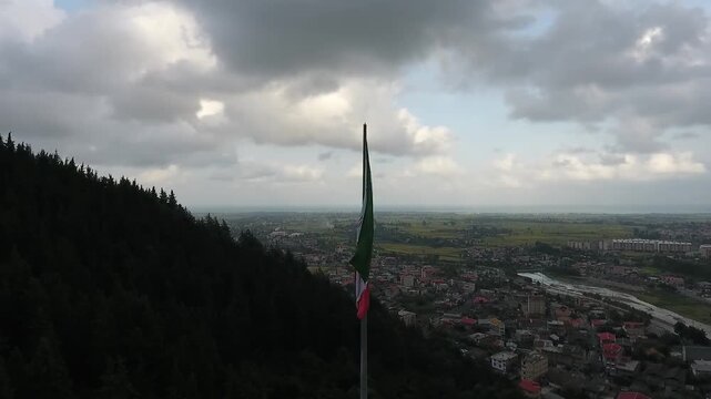 aerial video of flag of iran