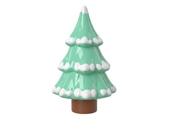 Fototapeta premium Cute cartoon christmas tree with snow