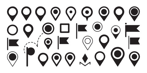 Set of location icon in flat style. map pin pointer vector illustration on isolated transparent background. © Nayan Arts