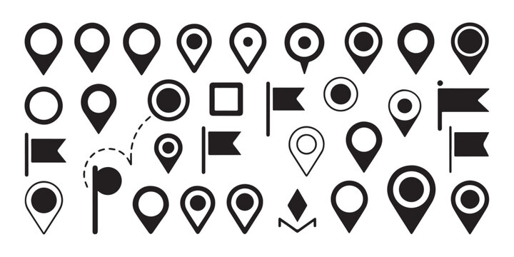 Set of location icon in flat style. map pin pointer vector illustration on isolated transparent background.