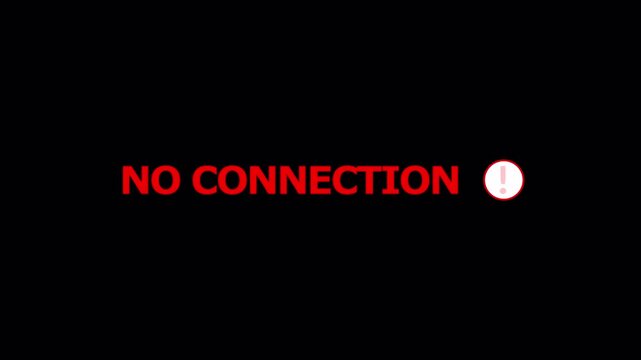  network signal issue complete signal loss in 4K animation no network connectivity for mobile apps on transparent background with alpha channel  error alerts no connection animation 