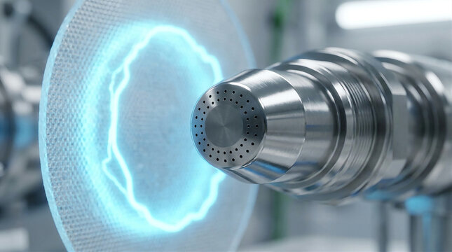 Macro of Titanium Hydrogen Fuel Injection Nozzle with Blue Membrane