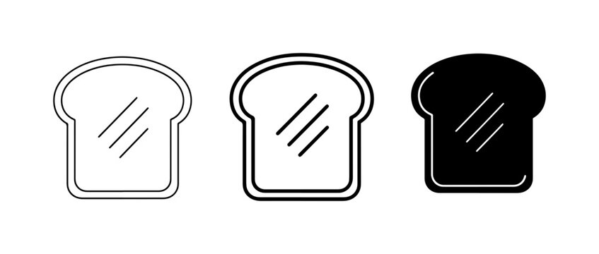 Toast Icons, Bread Slices, Breakfast Food Vector Graphics