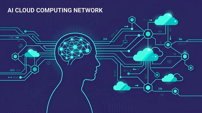 AI Cloud Computing Network Brain Human Head