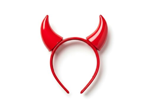 Red devil horns headband isolated