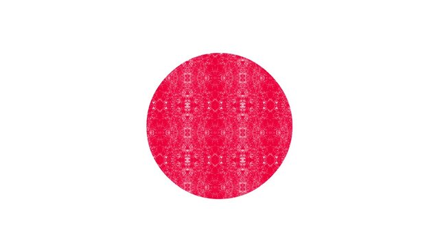 Japanese Flag with Intricate Red Pattern on White Background.