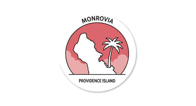 Monrovia Providence Island Logo with Palm Tree Map.