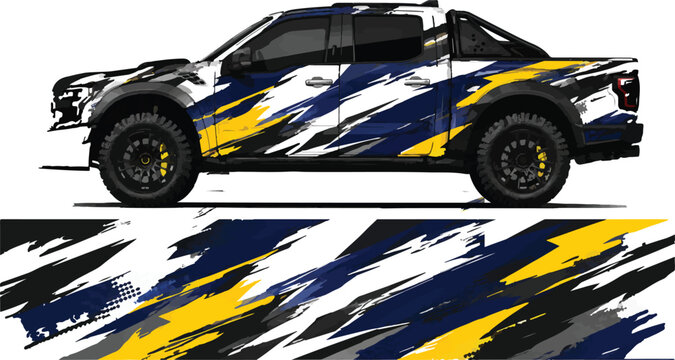 Car with abstract racing stripes design 1.