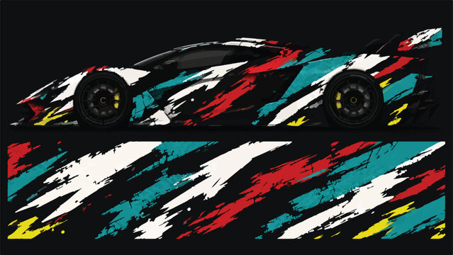 Colorful sports car side view 8.