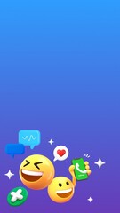 Fototapeta premium Social media savvy mobile wallpaper, 3D emoji illustration