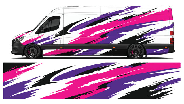 Van with colorful abstract vehicle design 1.