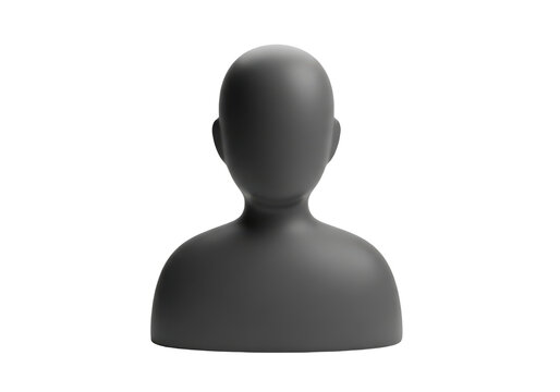 3d render of a generic human avatar icon isolated on transparent background