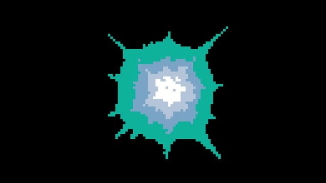 Pixel Art Blue Fire Ring Explosion Effect Loop, perfectly for Indie game development, Mobile game effects, Retro arcade shooters, RPG magic effects, Combat hit animations, Shockwave transitions