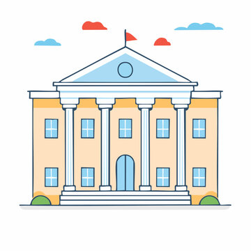 Classical Building with Columns and Pediment