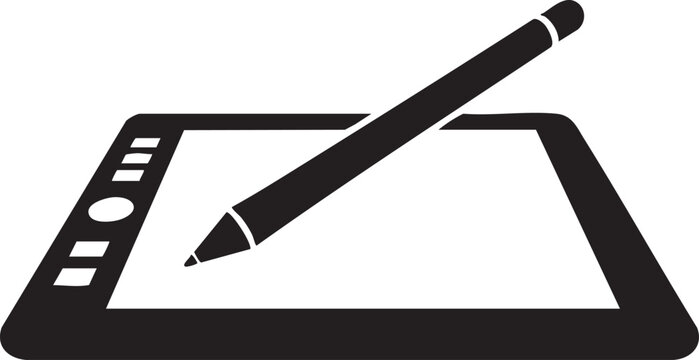 Graphic tablet with stylus icon creative computer technology