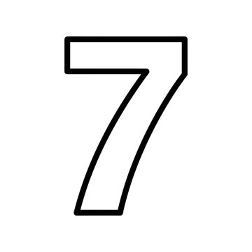 Bold Outline Number Seven Graphic Element.