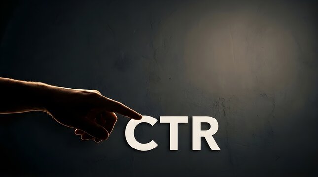 Human finger touching ctr text for digital marketing success and online advertising strategy concept