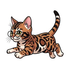 Fototapeta premium Cartoon tiger cub with playful expression and striped fur.