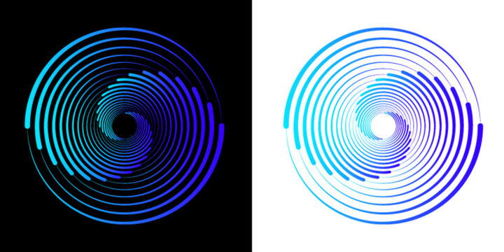 Bright blue circles glow with vibrant gradients and soft motion blur effects. Smooth illumination creates a sleek modern look. Great for UI/UX design.