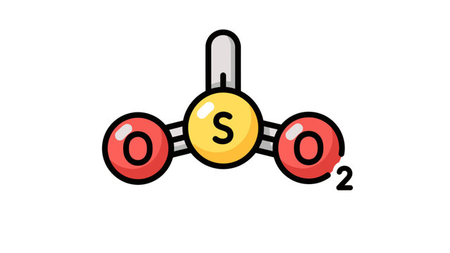 Sulfur Dioxide Molecule Chemical Structure Illustration Isolated on White Background for Science Education
