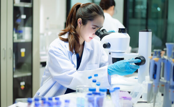 Test tubes in clinic, pharmacy and medical research laboratory and chemical substances.	 in lab