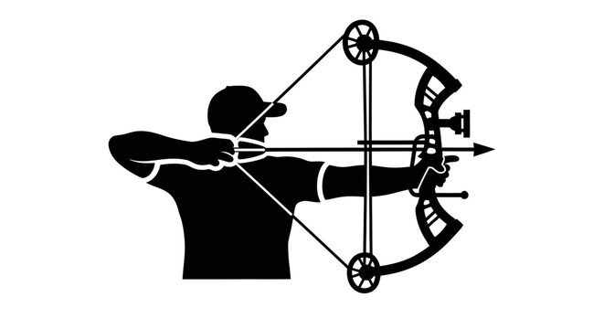 Archer Silhouette Aiming Compound Bow