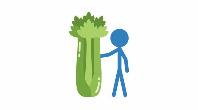 Person standing next to large green celery stalk