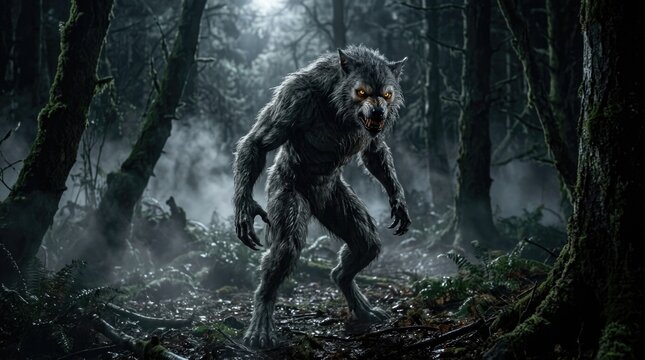 Terrifying Lycan Beast in Cinematic Horror Scene