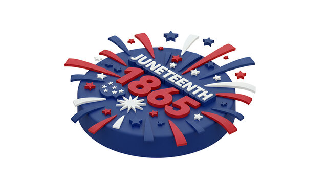 Juneteenth 1865 Independence Day Celebration Clipart with Fireworks and Stars