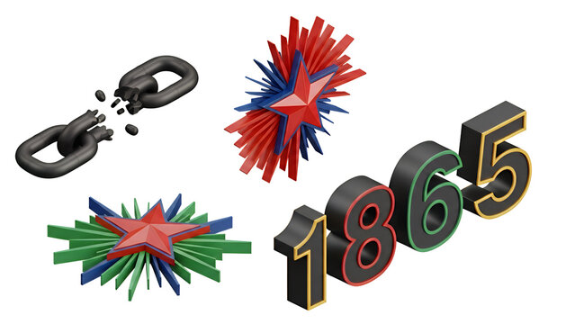 Juneteenth 1865 Clip Art: Broken Chains, Stars, and Emancipation Day Celebration Graphics