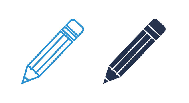 Simple pencil icons for education design: Solid vector icons - Clipart, sticker - icon set - Editable modern style icon