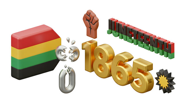 Juneteenth 1865 Clip Art: Breaking Chains, Fist of Freedom, Pan-African Flag, and Celebration