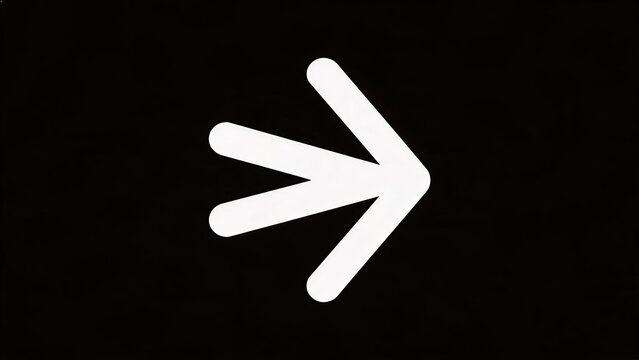 Fast forward arrow symbol isolated on black background, media player control icon, video playback button, skip next track sign for audio and video applications.