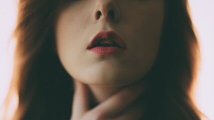 Fototapeta premium Red lipstick mouth: her fantasy and new experience in sexual life