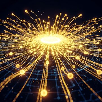 Glowing network connections and sparks.