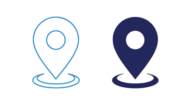 Location pin map marker flat icons: Glyph and solid icon set - Icon vector - Editable line icons. Vector illustration