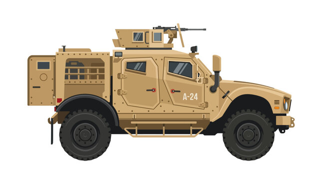Modern Military Armored Vehicle Truck Illustration - Desert Camouflage