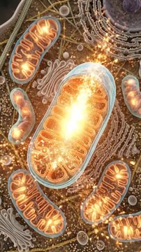 Mitochondrion, an active cellular component, demonstrating ATP synthesis, metabolic energy production, cristae membrane structure, and vital eukaryotic function with biological power release.