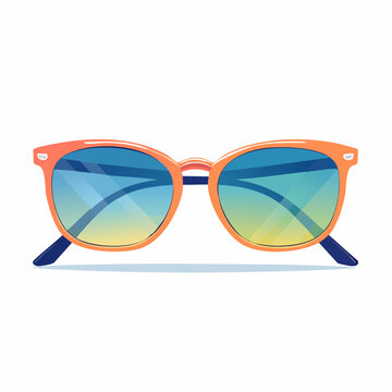 Stylish Orange Sunglasses with Blue and Yellow Gradient Lenses