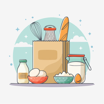 Baking Ingredients and Tools Illustration