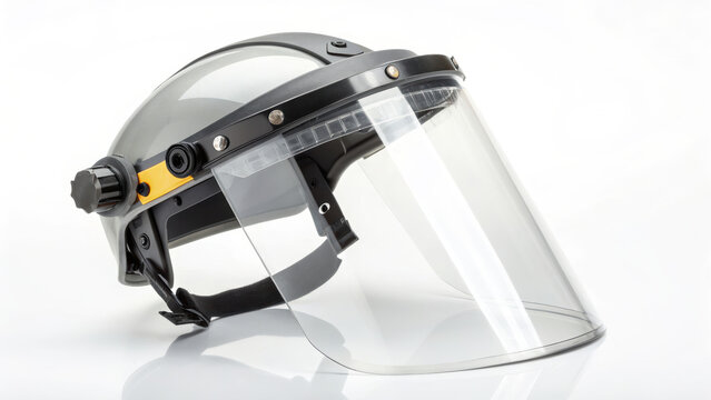 Protective helmet with clear face shield ensures construction safety by guarding workers from hazards and impacts on site