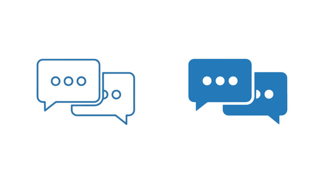 Chat bubbles communication icon set: Clipart, sticker - icon set - Line and glyph solid icon and logo template 
