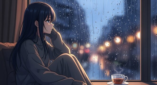 Woman with violin playing in snowy city street.