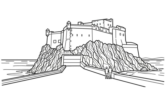 Historic Cliffside Fortress Overlooking Coastal Waters.
