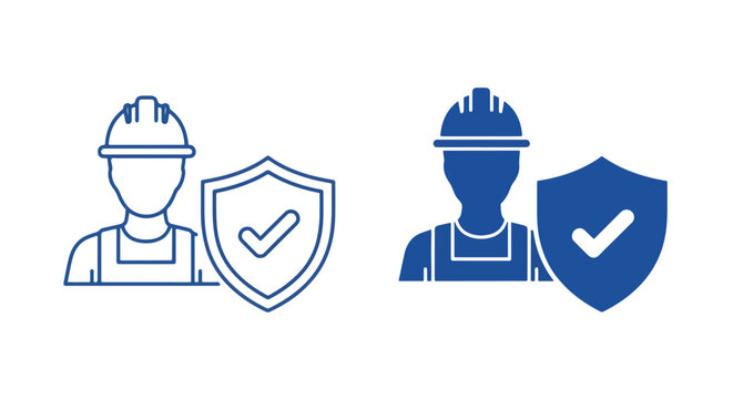 Safety construction worker shield icon