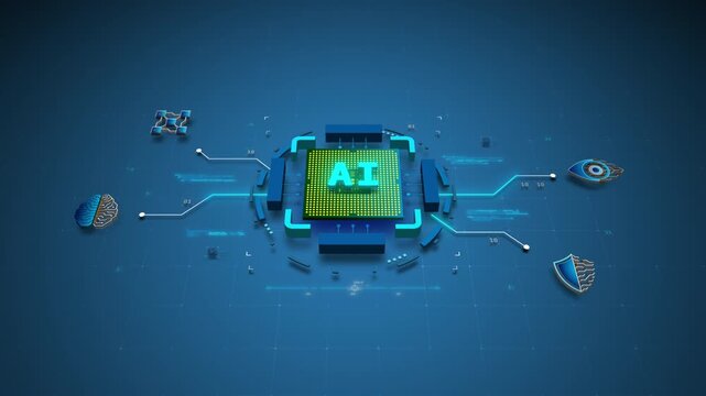 AI Processor Core Powering Intelligent Network System Motion Design Seamless Loop