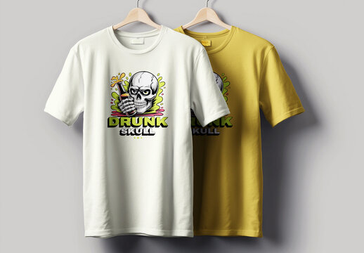Skull Drunk T Shirt Design Layout